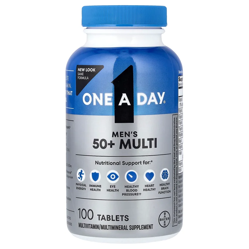 One A Day Men's 50+ Healthy Advantage Multivitamin bottle, 100 tablets