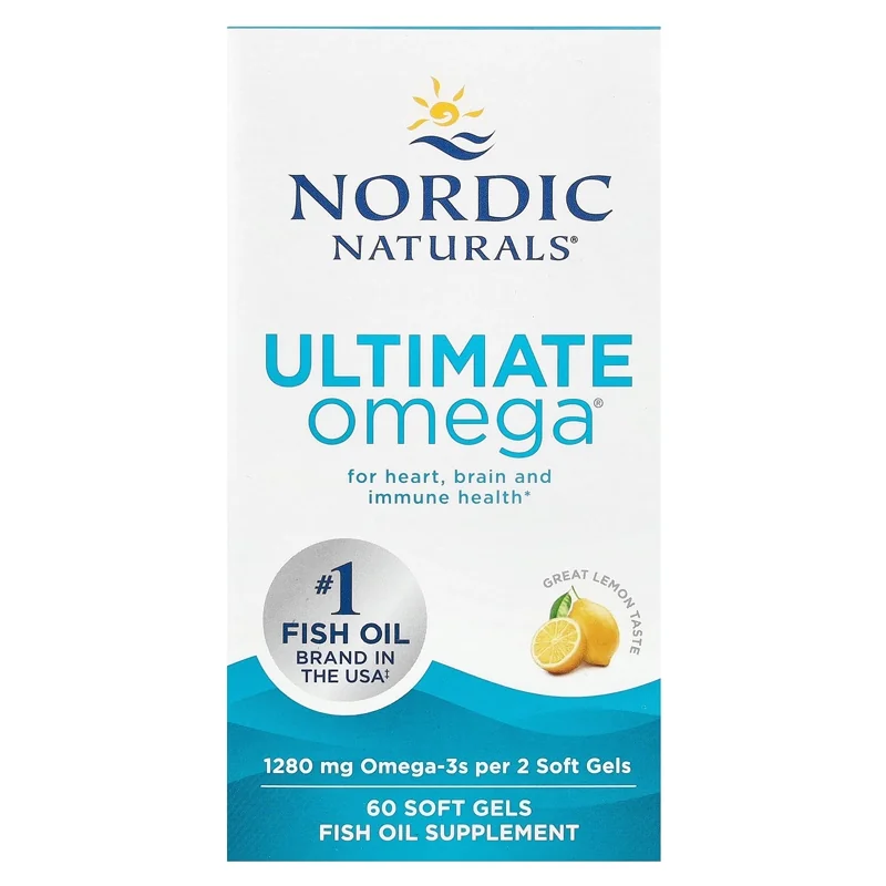 Nordic Naturals Ultimate Omega lemon-flavored fish oil soft gels, 60-count bottle